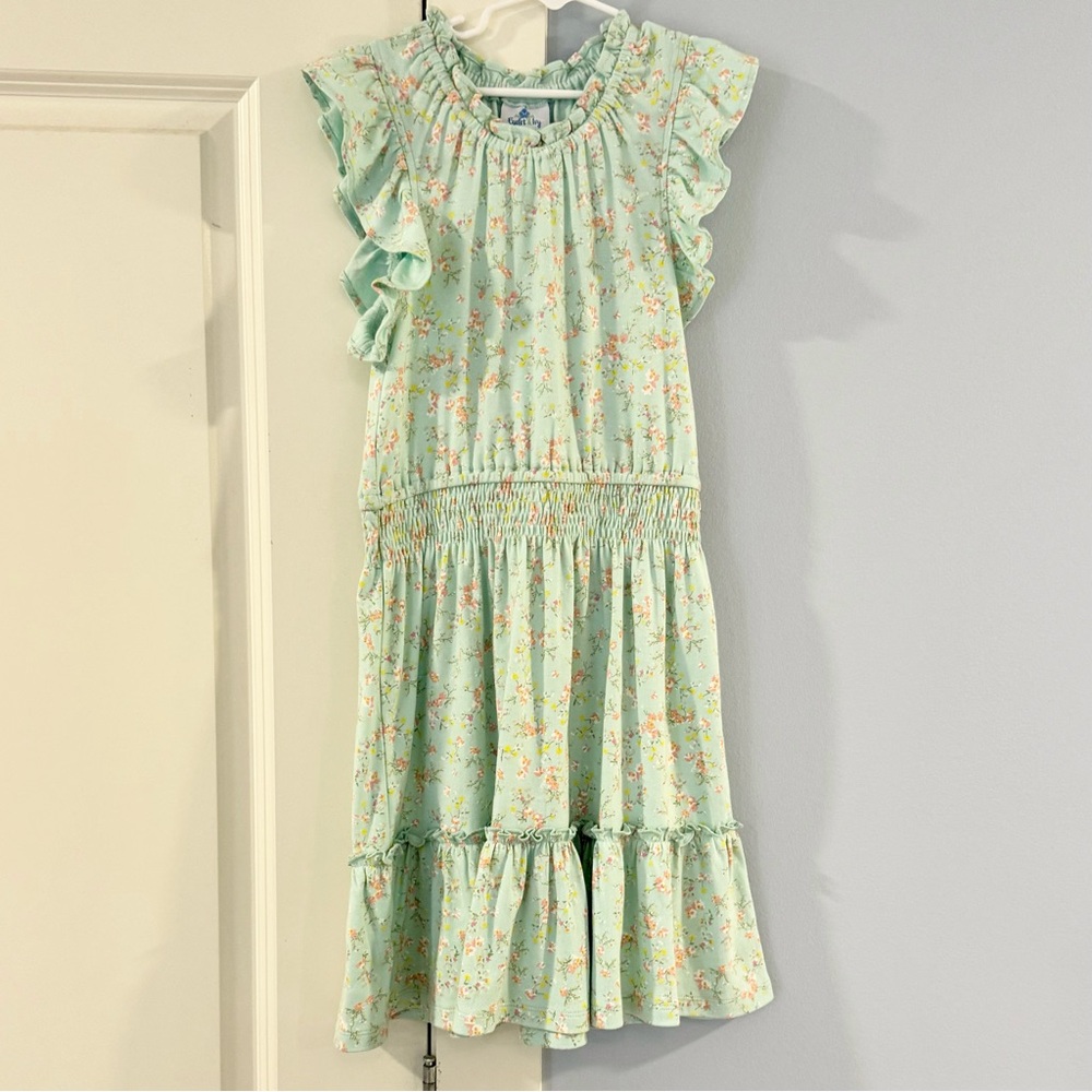 Eyelet & Ivy girls size 14 floral mint short sleeve dress 2024